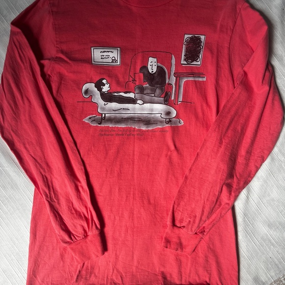 Funny Long Sleeve T shirt in Coral Red with graphic logo - Kenny Schachter - Picture 12 of 13